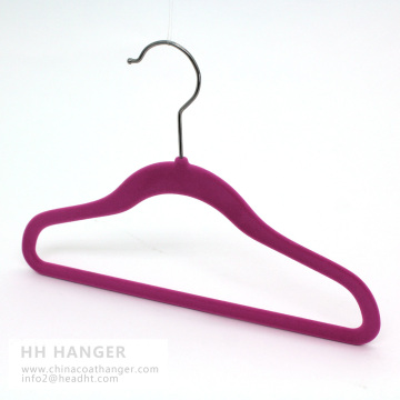 Velvet Rose Red Flocked Children Kids′ Clothes Hanger